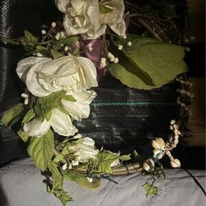 Elegant Cream and Green Floral Wreath